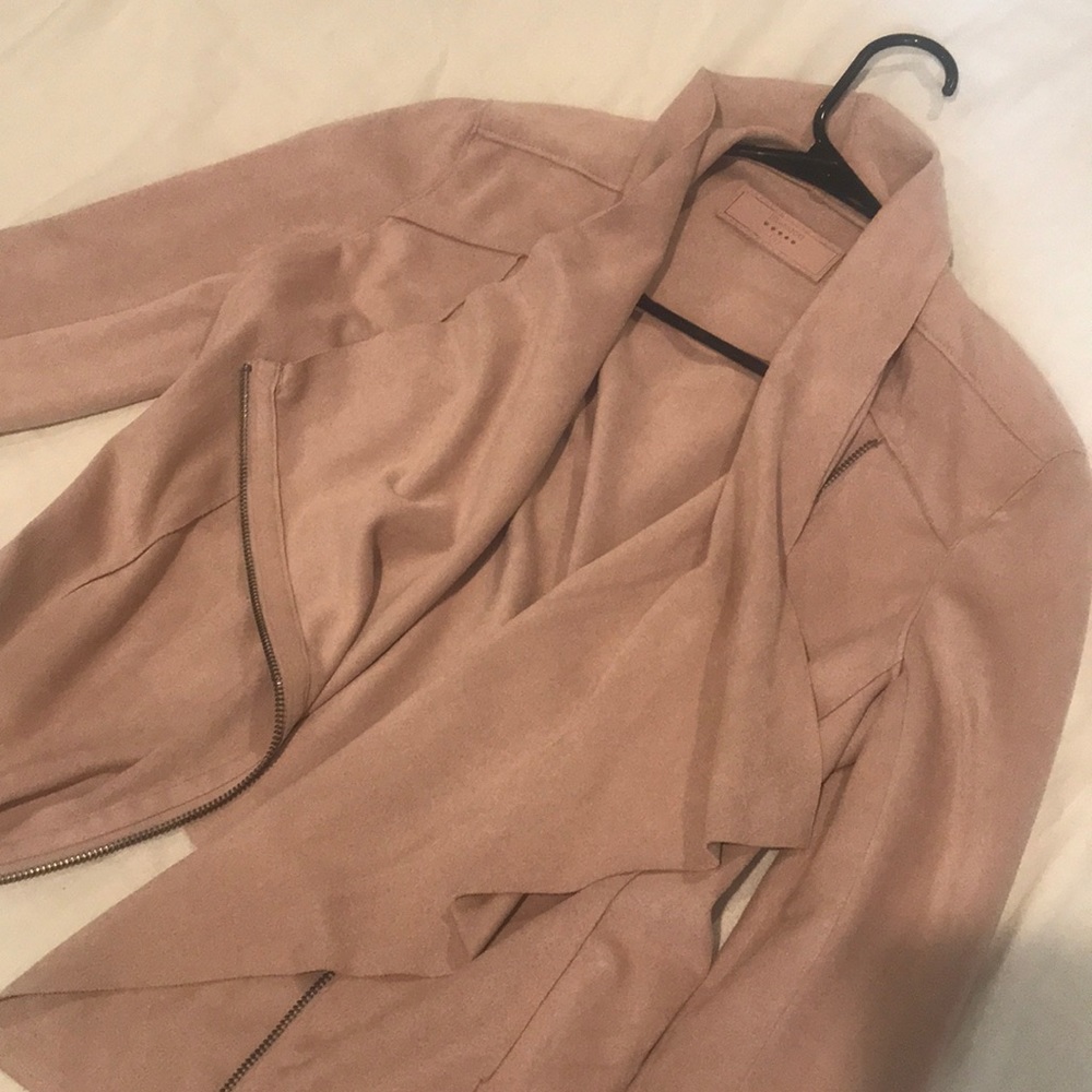 Blank NYC faux suede jacket in blush